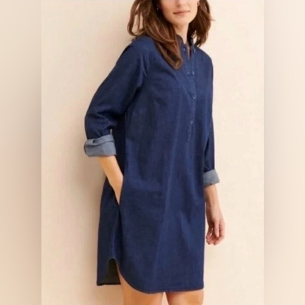 NWT Universal Standard Hannah Denim Shirt Dress - Dark Indigo 3XS Small 2 4